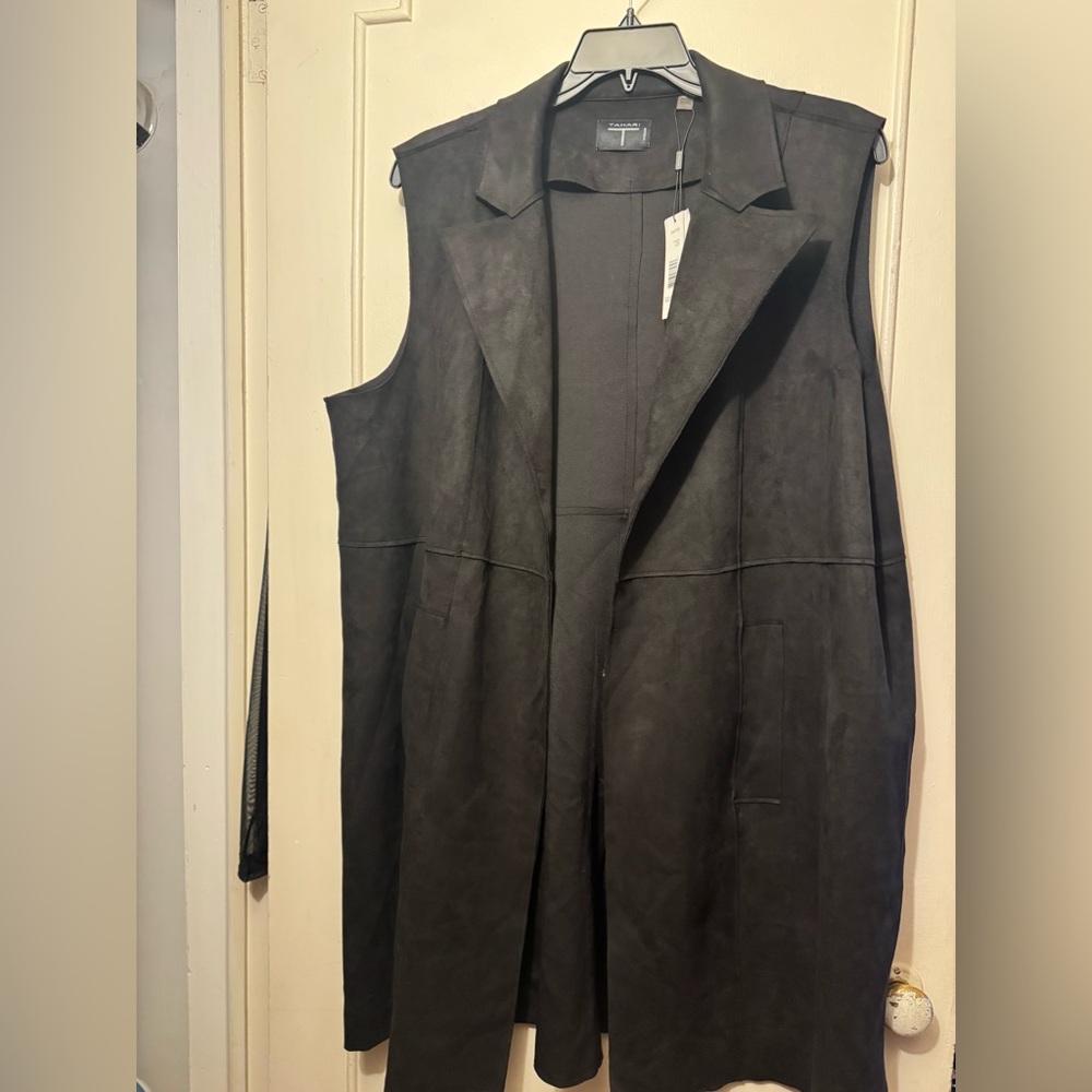 NWT faux leather long vest